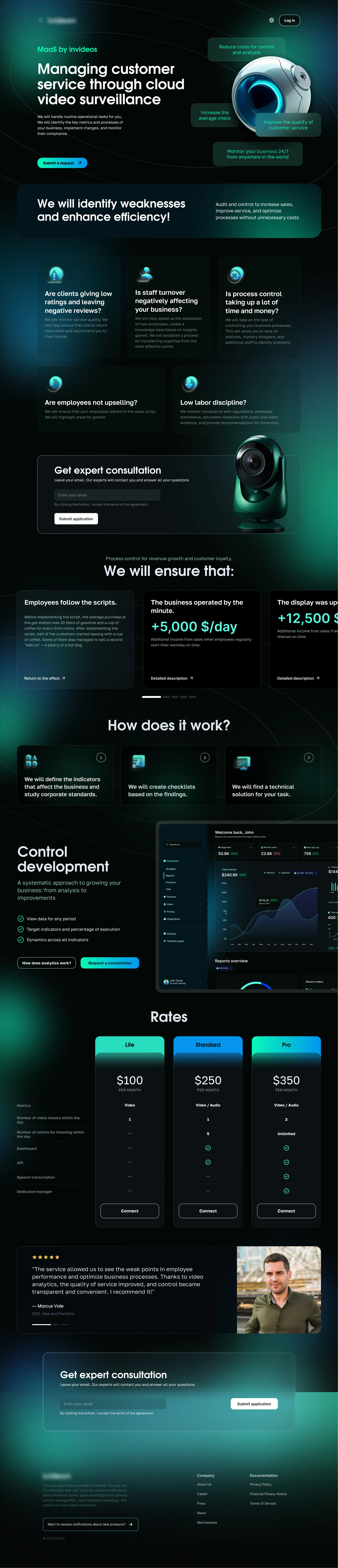 Invideos MaaS — UX wireframe and page structure