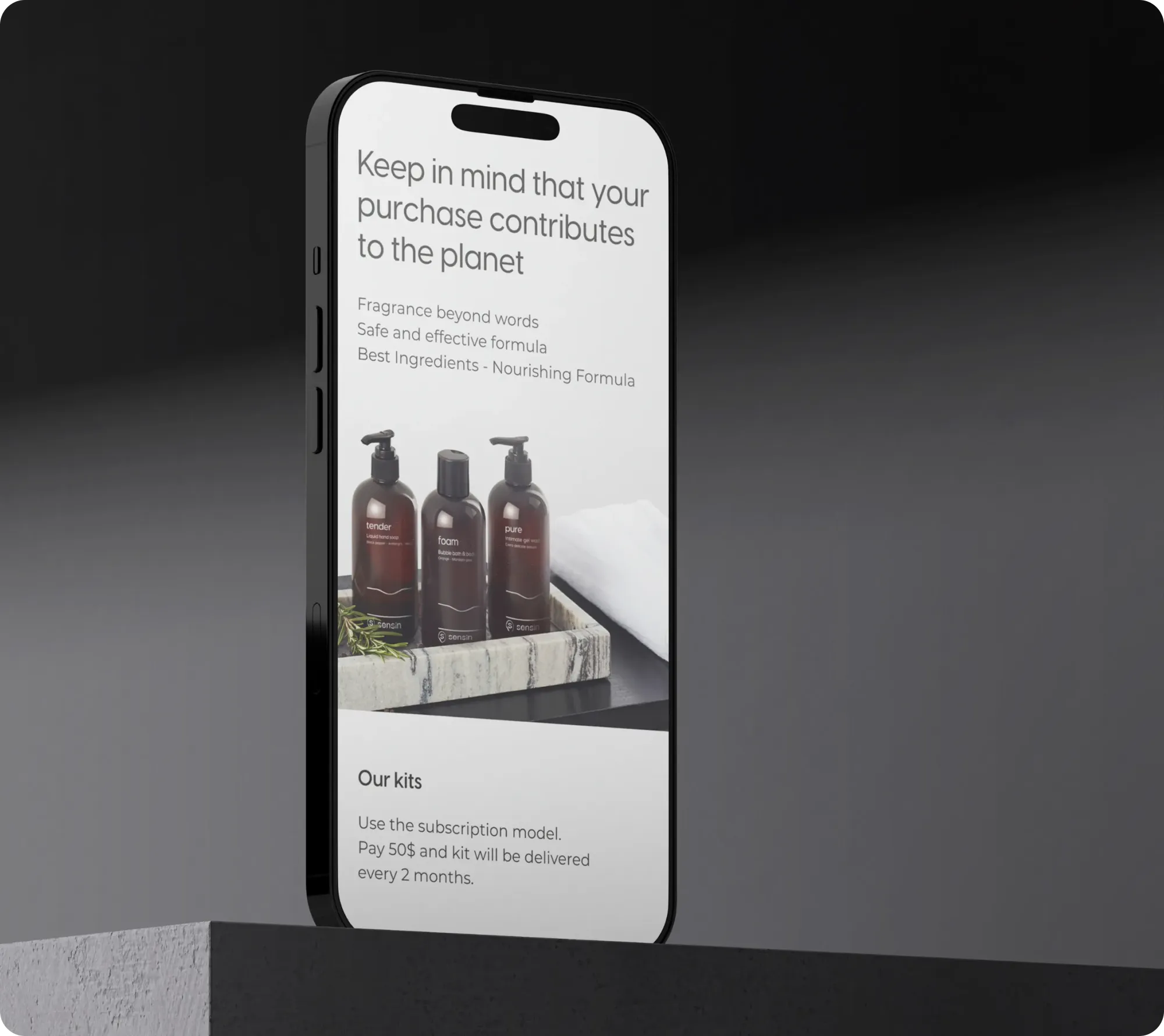 Sensin — website for a personal care brand